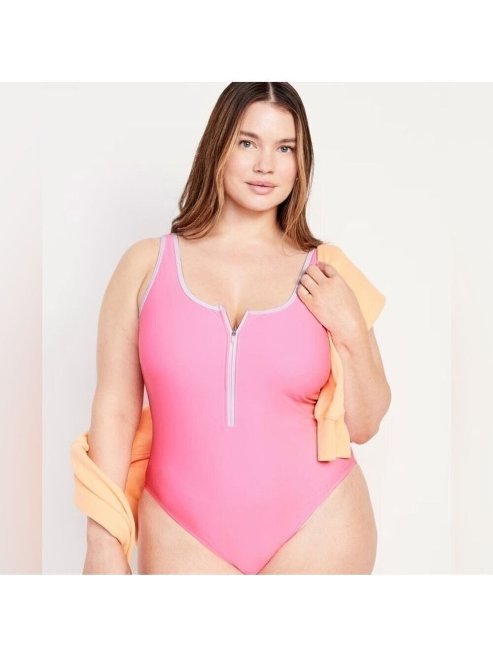 Old Navy Barbiecore Pink Zip Front One Piece Summer Swimsuit XXL